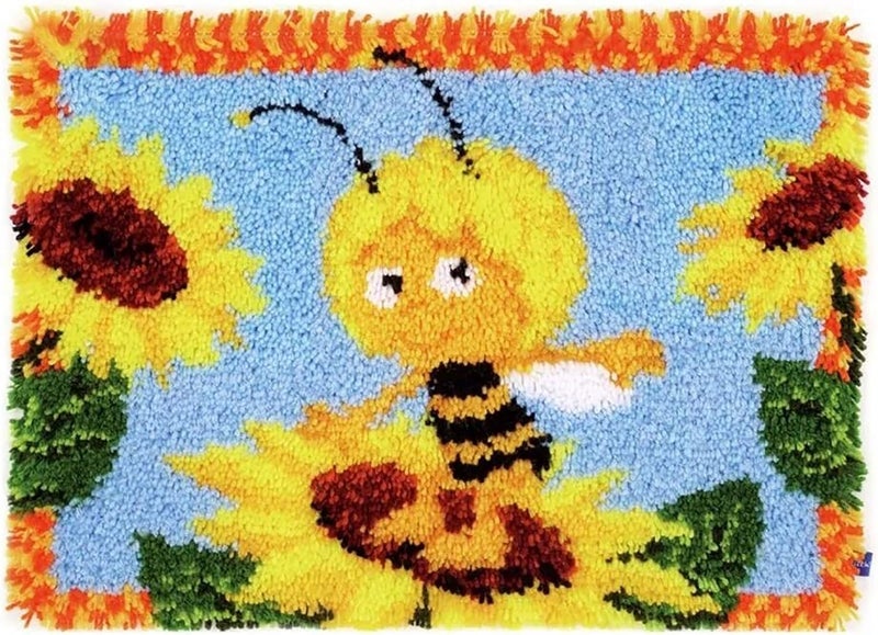 ZFFLYH Latch Hook Kits for Adults Kids Beginners, Animal Pattern DIY Crochet Yarn Kits Rug Making Yarn Kits Needlework Sets Cushion Mat Tapestry 20" X 15"(52Cm X 38Cm),Bee - Image 1